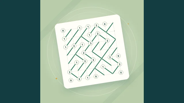 Diagonals cover with green lines and numbered clues on a cream grid