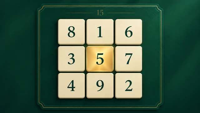 Magic Square cover with nine numbered tiles and a golden five at the center