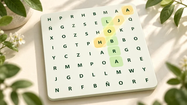 Luma Word Search cover with a cream letter grid and words highlighted in green and gold