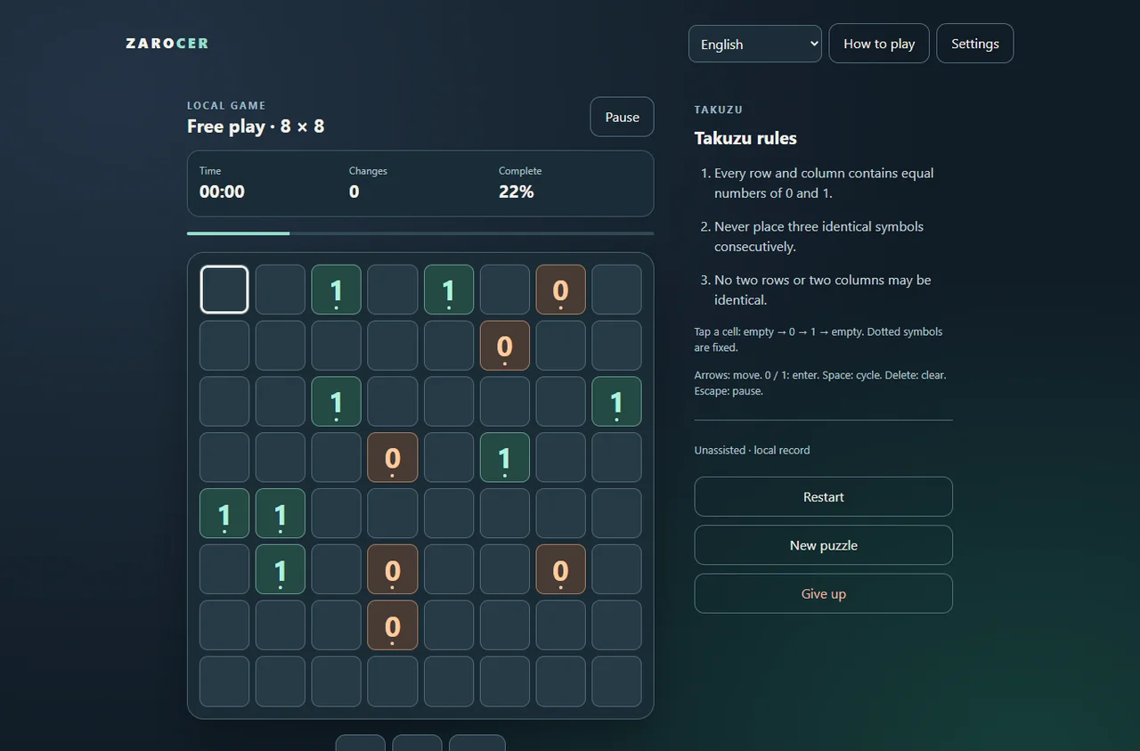 Binario: Takuzu gameplay screenshot 2