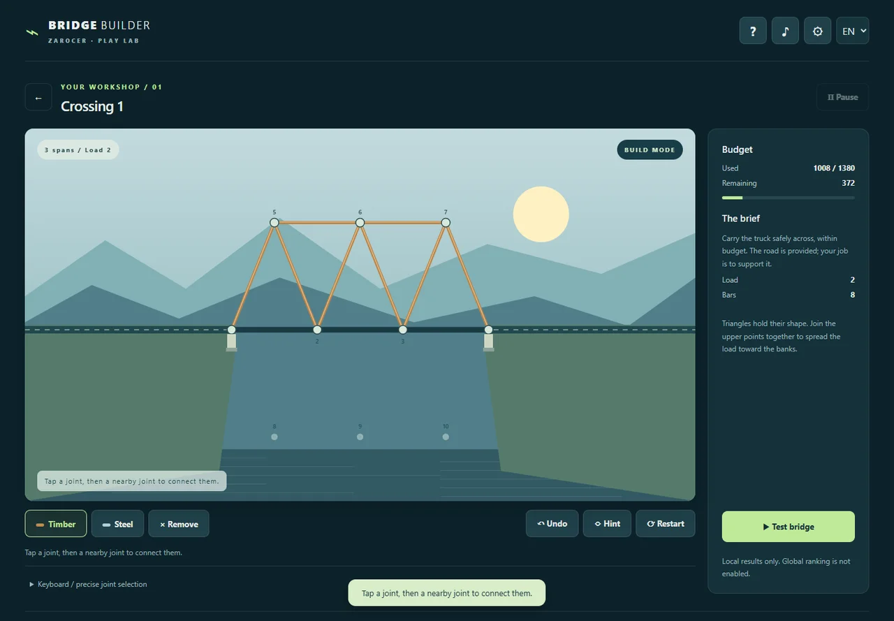 Bridge Builder gameplay screenshot 1