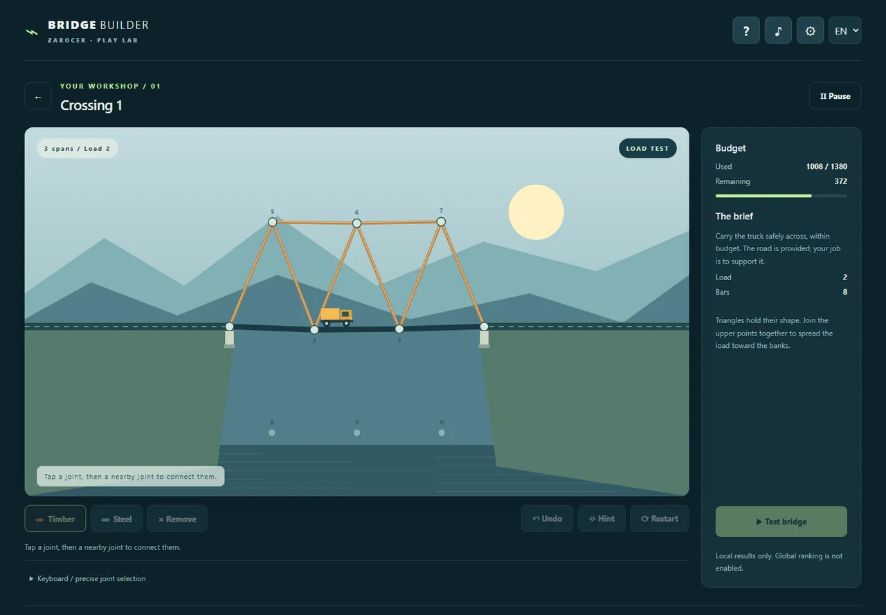 Bridge Builder gameplay screenshot 2