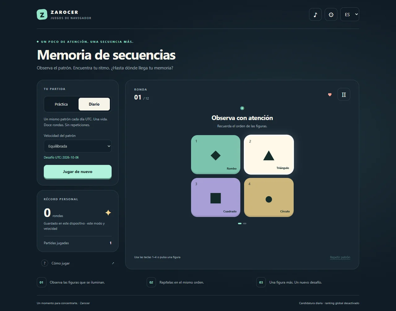 Sequence Memory gameplay screenshot 1