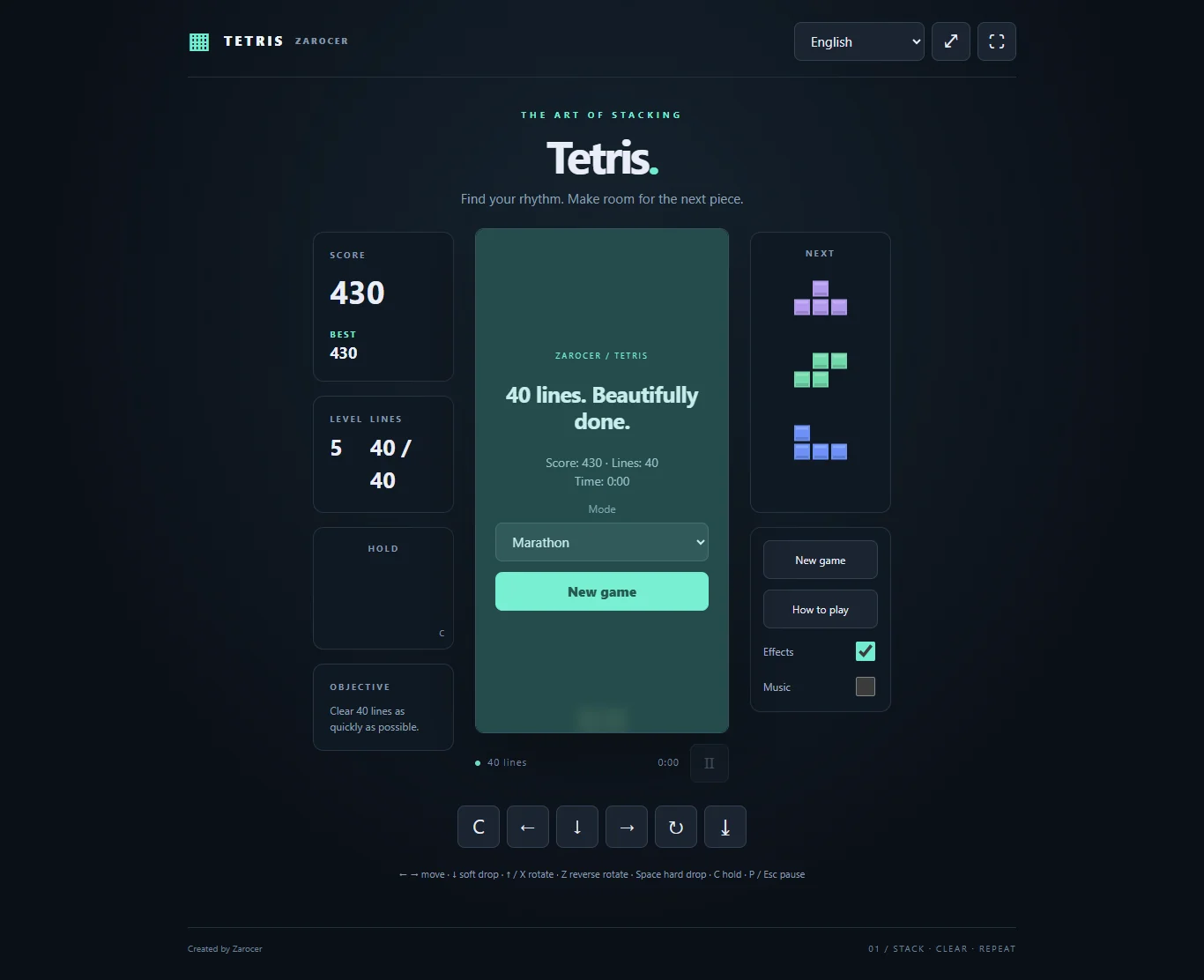 Tetris gameplay screenshot 3