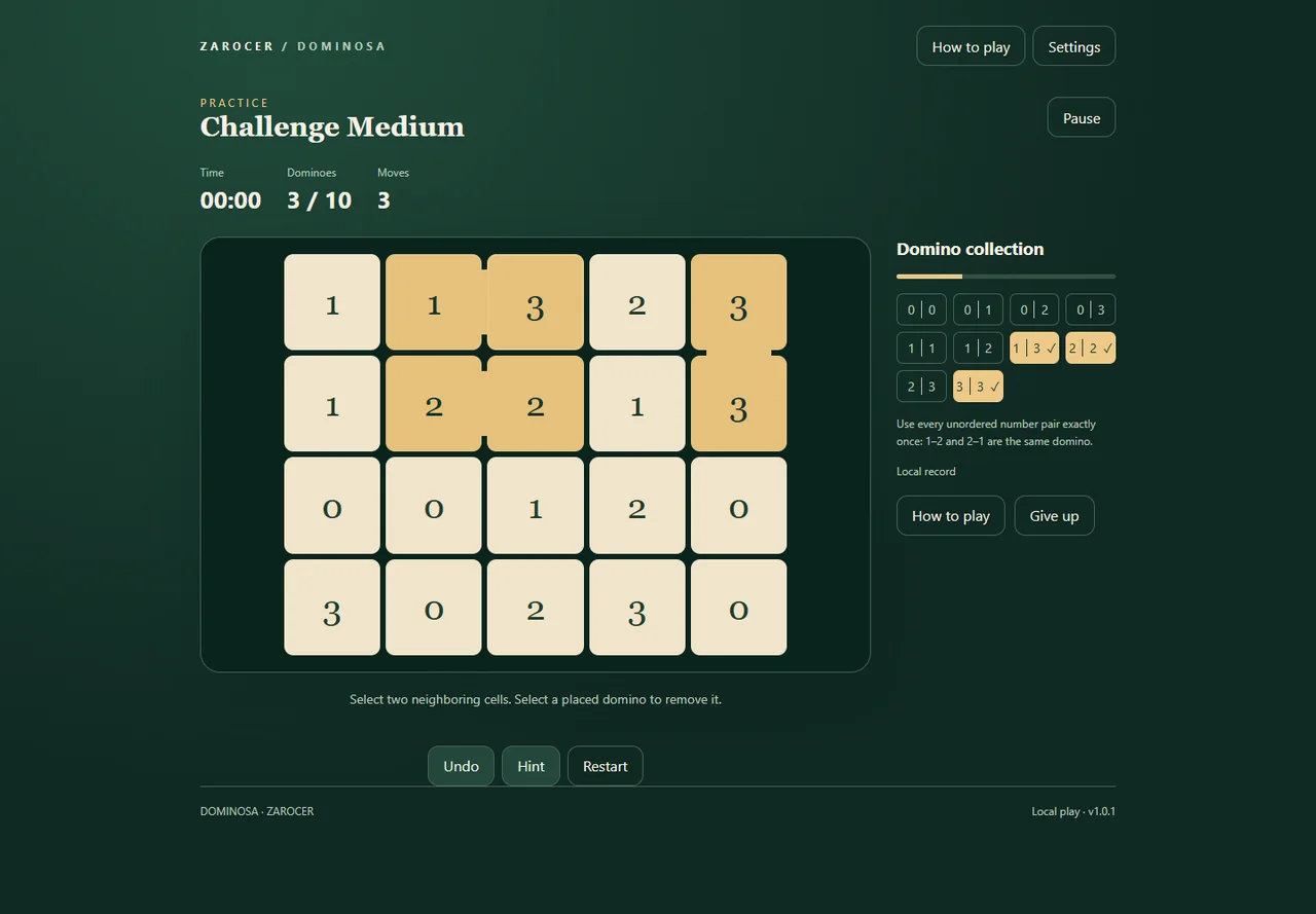 Dominosa gameplay screenshot 1